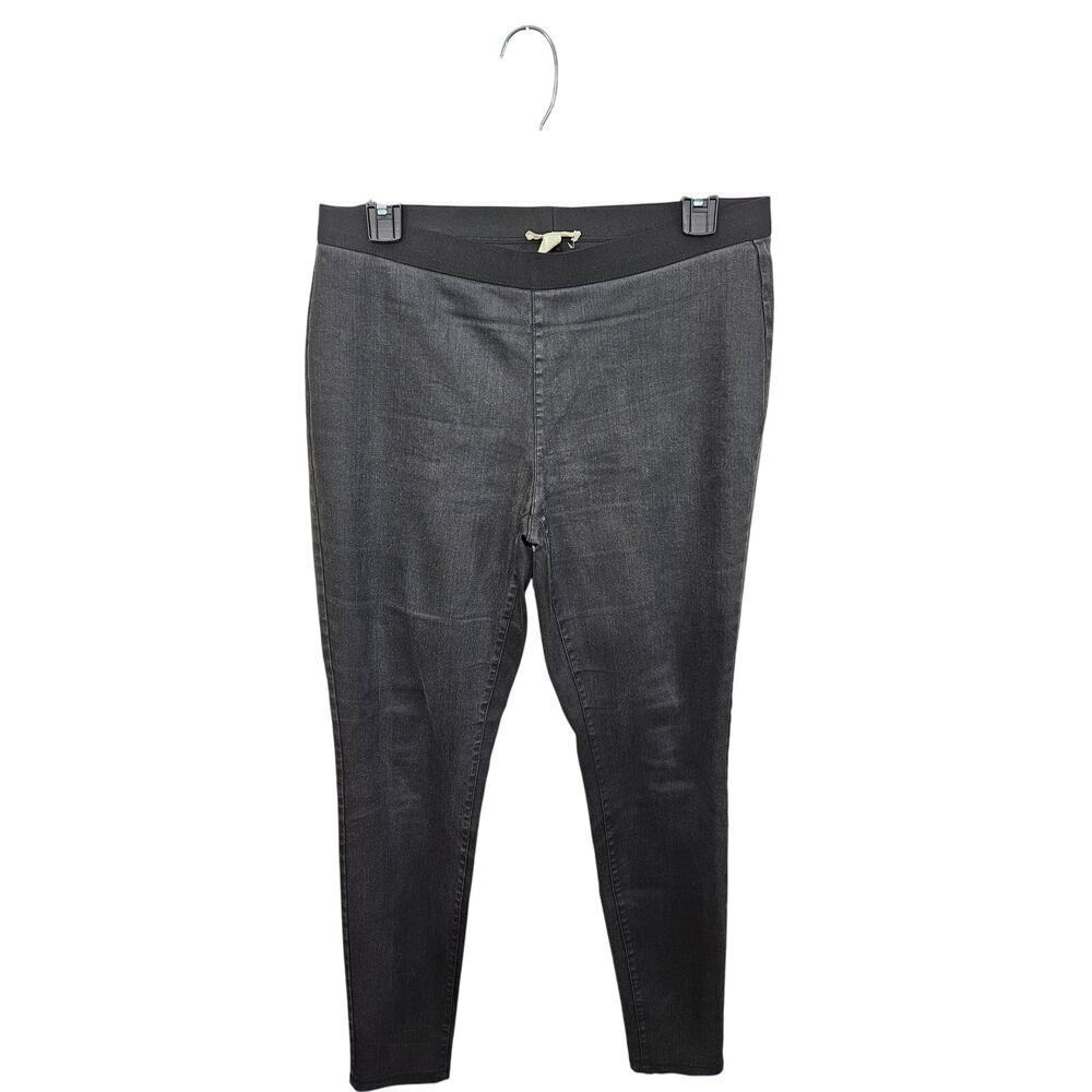 Eileen Fisher Black/Grey Denim Pull-on Stretch Leggings Size Small Elastic Waist - Picture 3 of 4
